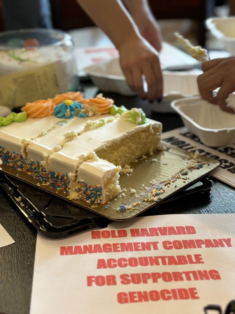Cake from celebration of the resolution's passage in Belinda Hall, just before the meeting regarding the procedural challenge. (Anonymous, 2024)